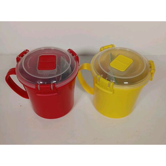 Lot of 2 Sistema To Go Medium Soup Mug, 22.1 oz./ 656 ml Yellow & Red - Picture 3 of 11